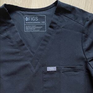 Figs Classic Black V-Neck Scrub Top XXS